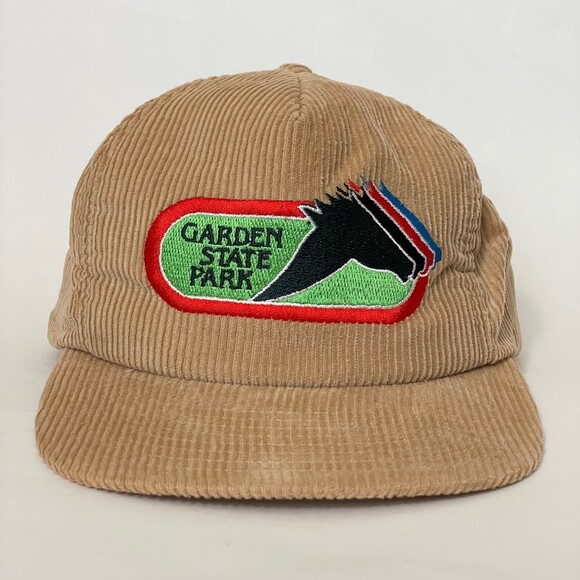 Vintage Garden State Park NJ Corduroy Snapback Hat Cap Horse Racetrack Rare - Picture 2 of 9